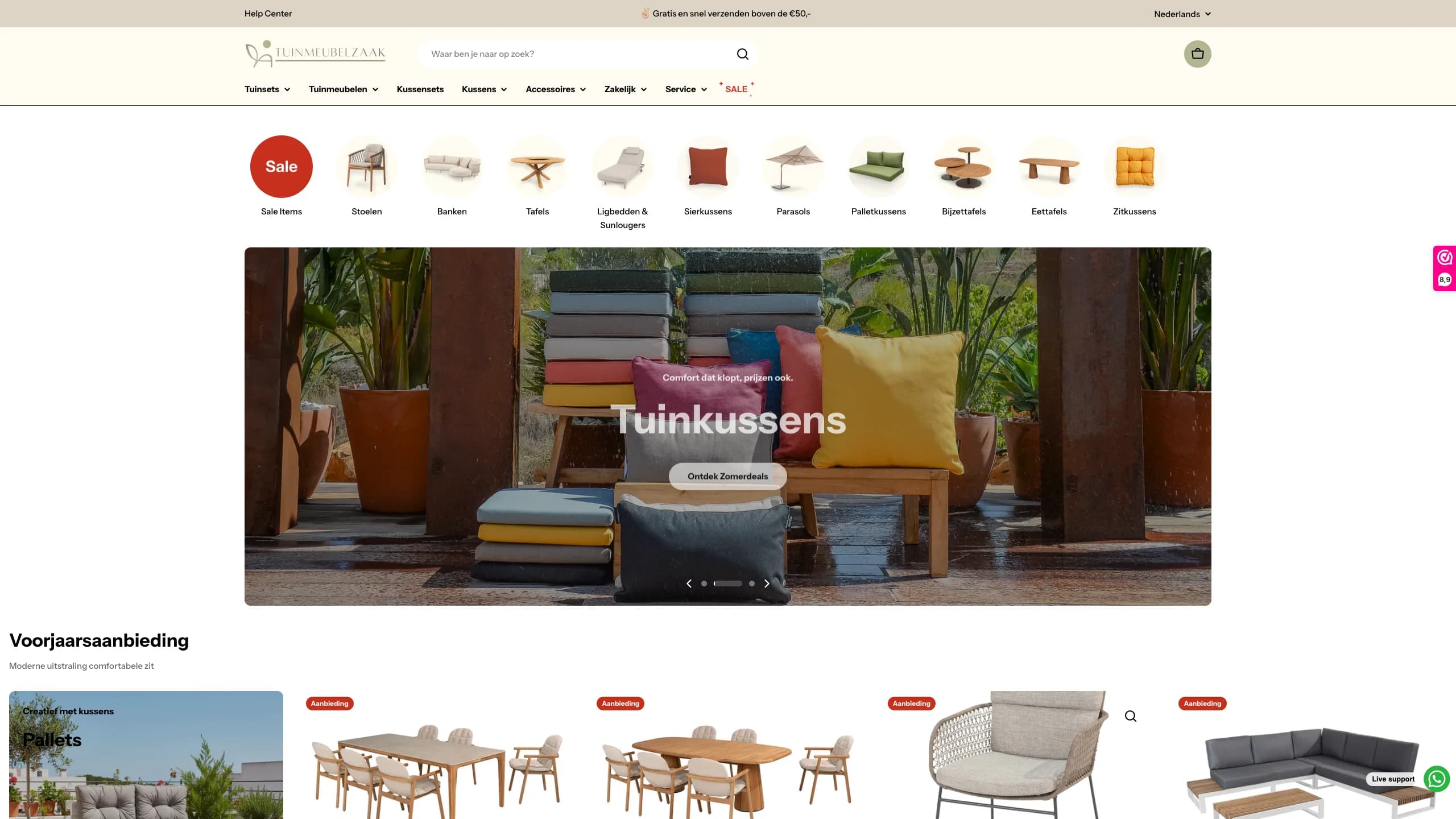 Screenshot van het project voor Tuinmeubelzaak
